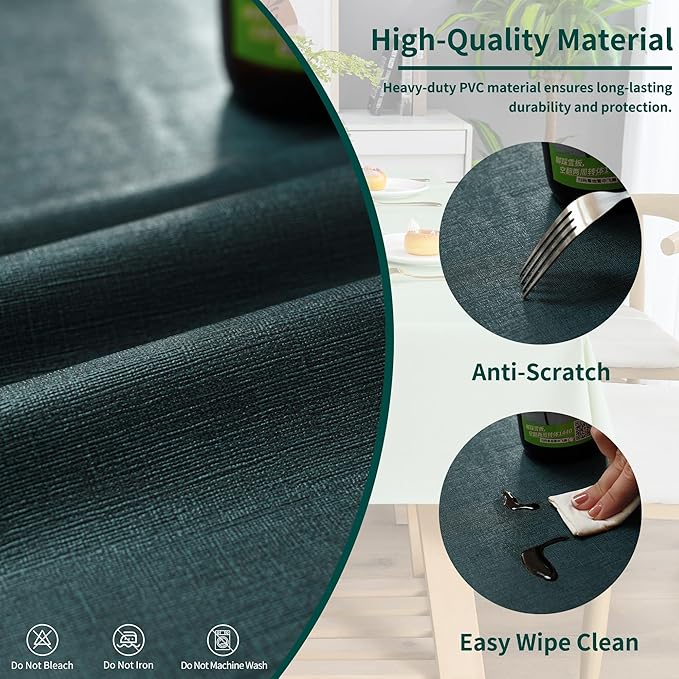Rectangle Table Cloth,100% Waterproof Tablecloth Oil Proof Spill Proof Vinyl Table Cloth, Wipe Clean Plastic Table Cover for Dining, Camping, Indoor and Outdoor 54" x 120",Navy Blue