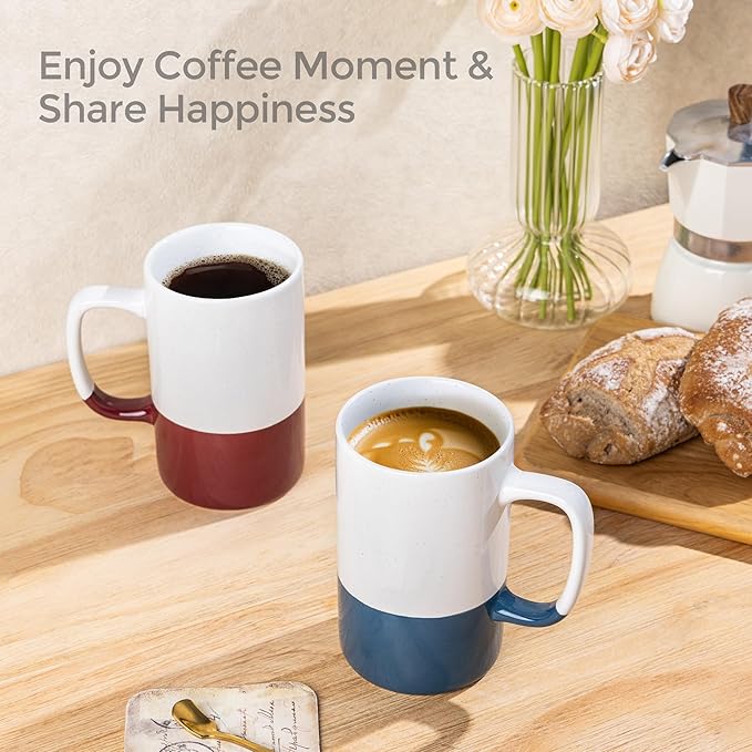AmorArc 16oz Coffee Mugs Set of 4, Large Colorful Ceramic Coffee Mugs for Man, Woman, Dad, Mom, Modern Coffee Mugs Set with handle for Tea/Latte/Cappuccino/Milk/Cocoa. Dishwasher&Microwave Safe