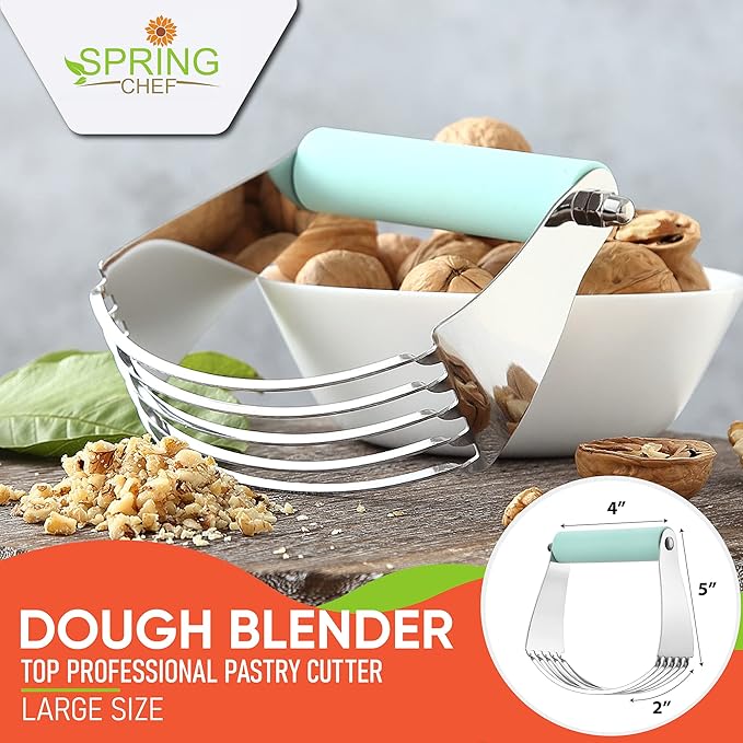 Spring Chef Stainless Steel Zester, Fine Shred & Professional Large Dough Blender - 2 Product Bundle - Mint