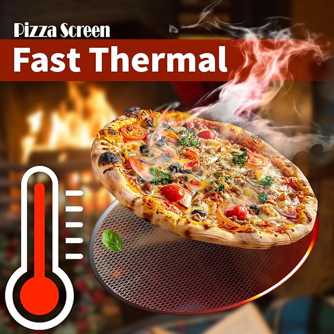 Pesilo 3 Pcs 12 Inch Pizza Screen, Aluminum Alloy Round Pizza Pan for Oven Nonstick Pizza Mesh Baking Tray, Seamless Rim Pizza Making Net for BBQ Home Kitchen Restaurant Supplies