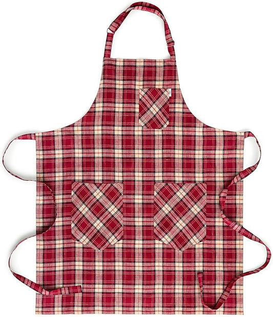 Solino Home Linen Bib Apron for Men & Women - 33 x 30 Inch Kitchen Apron with Front Pockets - Handcrafted from European Flax