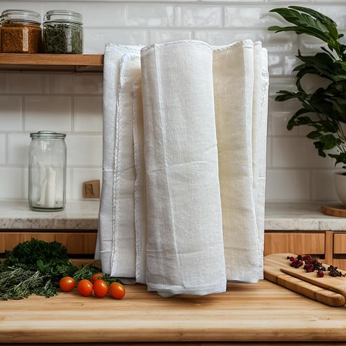 Precut Cheesecloth, 20x20 Inch Grade 100 Cotton, 6 Pack Unbleached Muslin Straining Cloth for Cooking, Juicing, Cheese Making- Food Strainers