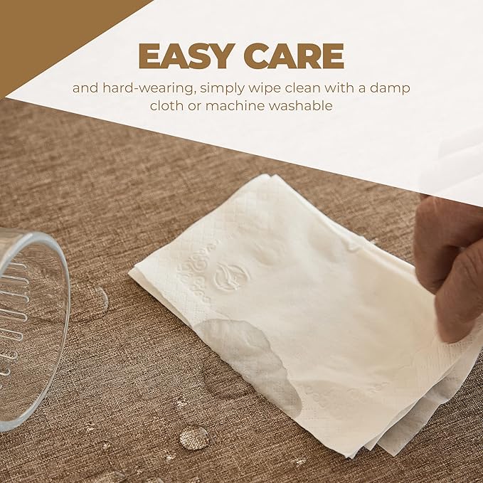 Decorative Linen Rectangle Table Cloth for Dining Room, Café, Birthday Party-Waterproof, Wrinkle Free Table Covers for Thanksgiving, Wedding (Oblong 60 x 144 Inch (12-14 Seats), Coffee)