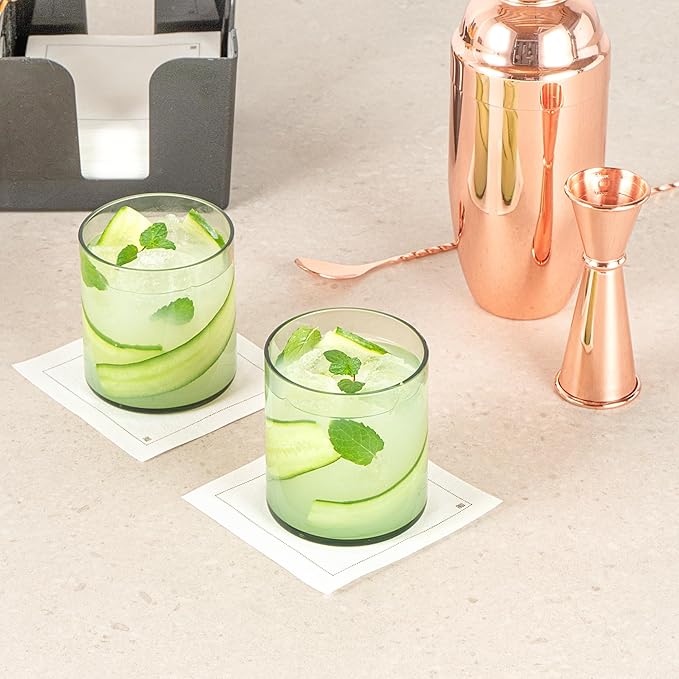 Restaurantware-Vetri 10 Ounce Old Fashioned Glasses, 6 Dishwashable Whiskey Glasses - No-Lead, Durable, Green Glass Tumblers For Scotch, For Drinking Liquor, Cocktail, Bourbon, Cognac, And More