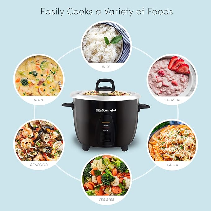 Elite Gourmet ERC2001BX 10-Cup Electric Rice Cooker with 304 Surgical Grade Stainless Steel Inner Pot, Makes Soups, Stews, Porridges, Grains and Cereals