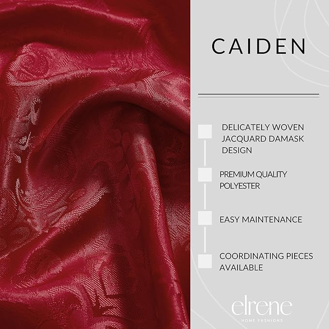 Elrene Home Fashions Caiden Elegance Damask Waterproof, Stain & Wrinkle Resistant Fabric Napkins (Set of 4), 17" x 17", Red