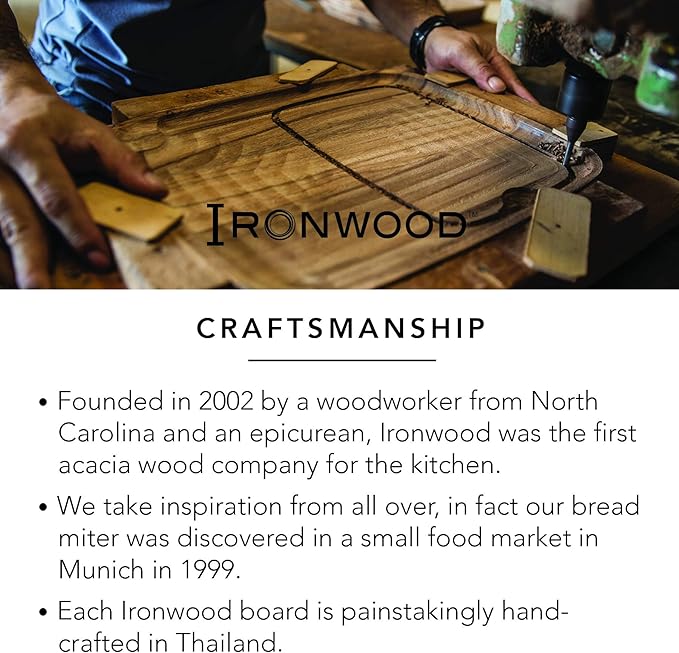 Ironwood Gourmet Big Catch Cutting Board, Acacia Wood, 10.5 x 15 x 1.25 inches