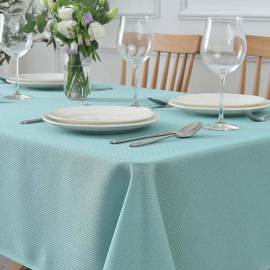 maxmill Textured Tablecloth Stain Resistant Waterproof and Wrinkle Resistant Washable Table Cloth, Fabric Table Cover for Dining Room and Outdoor Use, Rectangle 60 x 120 Inch, Turquoise