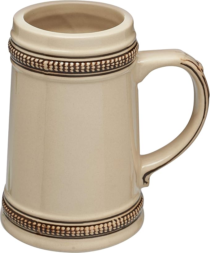 DISCOUNT PROMOS Ceramic German Beer Steins 18.5 oz. Set of 6, Bulk Pack - Restaurant Barware, Great for Oktoberfest, Wedding, Party, Birthday, Events - Brown