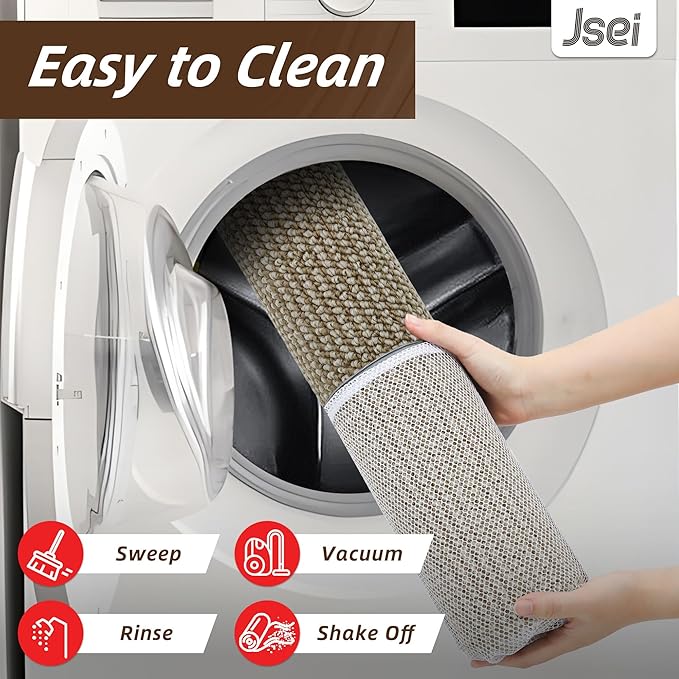JSEI Kitchen Rugs and Mats, 2PCS Non-Slip Kitchen Mats for Floor, Machine Washable Absorbent and Stain Resistant Kitchen Runner, Carpet Mats with TPR Backing, 17''x30''+17''x48'', Beige