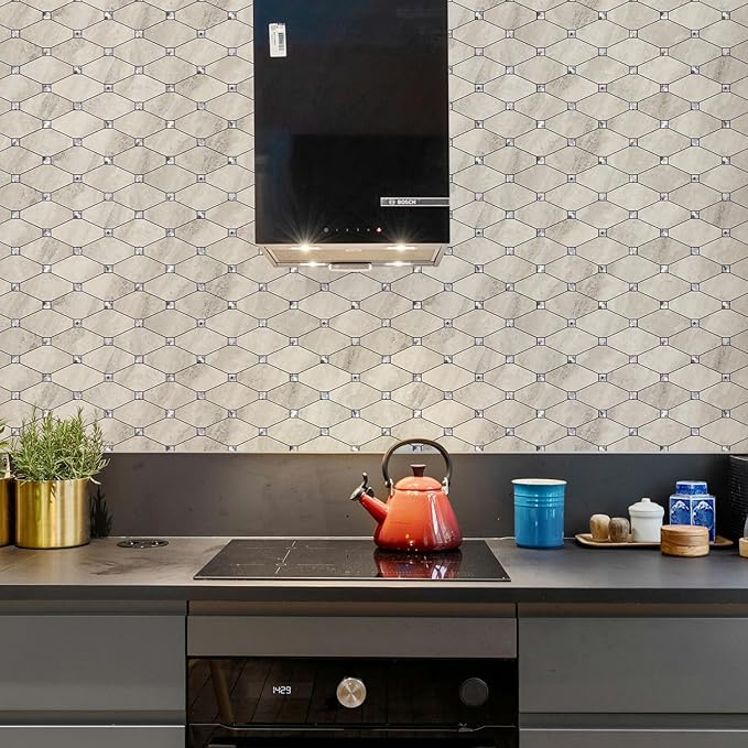 STICKGOO Peel and Stick Backsplash, 10 Sheets Beige Stone Texture Stick on Backsplash, Self Adhesive Wall Tile Sticker