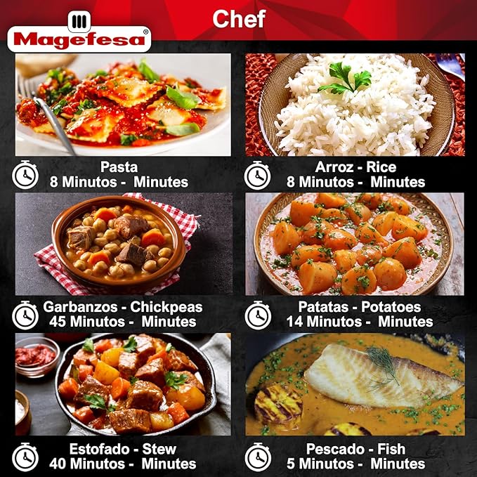 MAGEFESA Chef 16-Quart Aluminum Pressure Cooker – Stainless Steel Lid, Thermodiffusion Base, 3 Safety Systems, Fast & Even Cooking