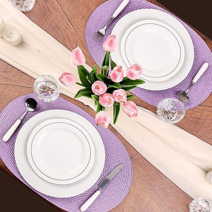 AHHFSMEI Placemats Set of 4 for Dining Table Washable Woven Non-Slip 18x12 inches Placemat Heat-Resistant Durable Table Mats for Dining Table Easy to Clean(Lavender Purple 4)
