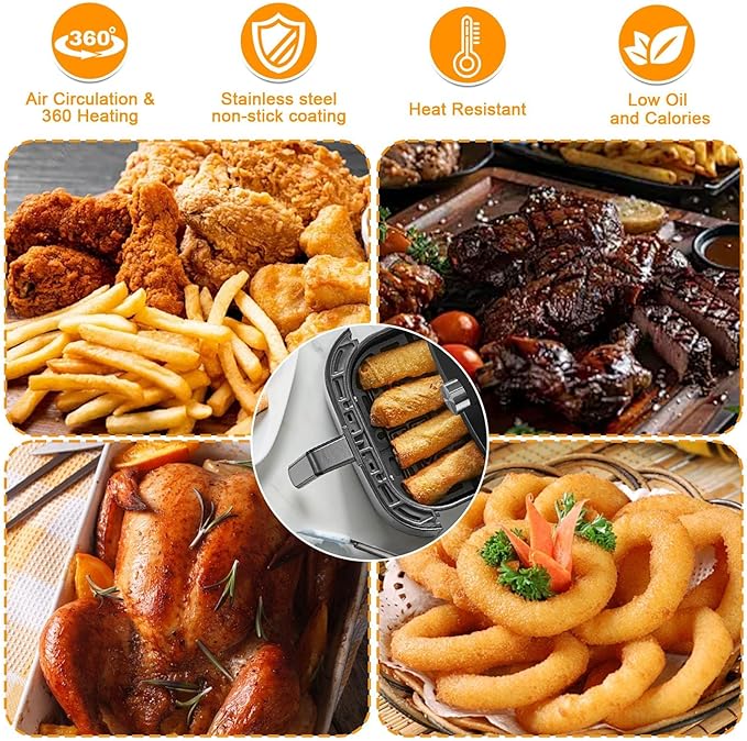 GXF Air Fryer Accessories for Instant Vortex Plus 6QT Clear Cook Air Fryer Instant Vortex Plus 6QT Air Fryer air fryer accessories Non-Stick replacement Parts Grill Pan Plate Rack Tray Crisper Plate