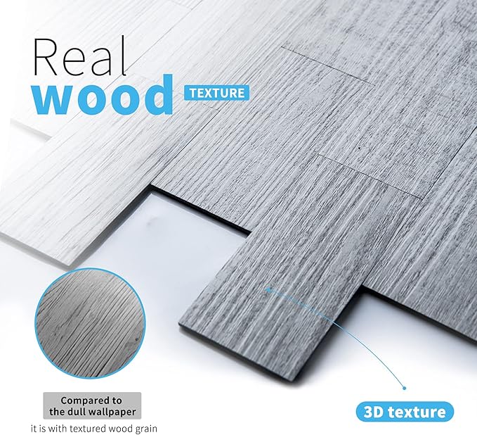 Art3d 10-Sheet Peel and Stick Backsplash PVC Wall Tile, Stickon Tile for Kitchen Backplash, Bathroom Vanities, Fireplace Decor, Laundry Table, Stair Decals in White-Washed, Plastic-Sheets