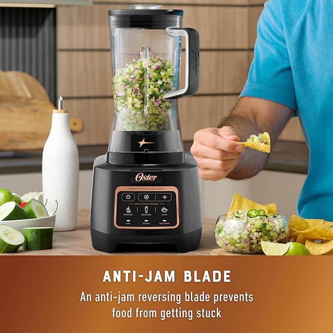 Oster Extreme Mix Blender, 1500-Watt High-Speed Countertop Blender with 64oz Jar & Auto Programs, Perfect for Smoothies, Milkshakes, Salsa