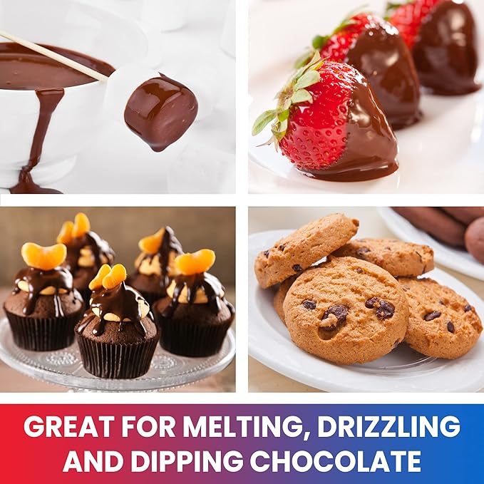 Total Chef Electric Chocolatiere Melter 32+ Accessories Fondue Pot Set Chocolate Fountain and Candy Melts 8.8 oz (250 g) DIY Candy Maker Dessert Special Occasion Gift Set for Romantic Dinner Red
