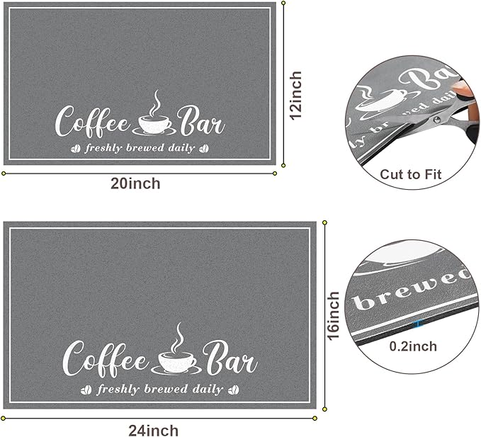 Absorbent Coffee Mat, Fashion Dish Drying Mat for Kitchen Counter Coffee Bar Accessories Espresso Machine Dish Rack 16" x 24" Dark Grey