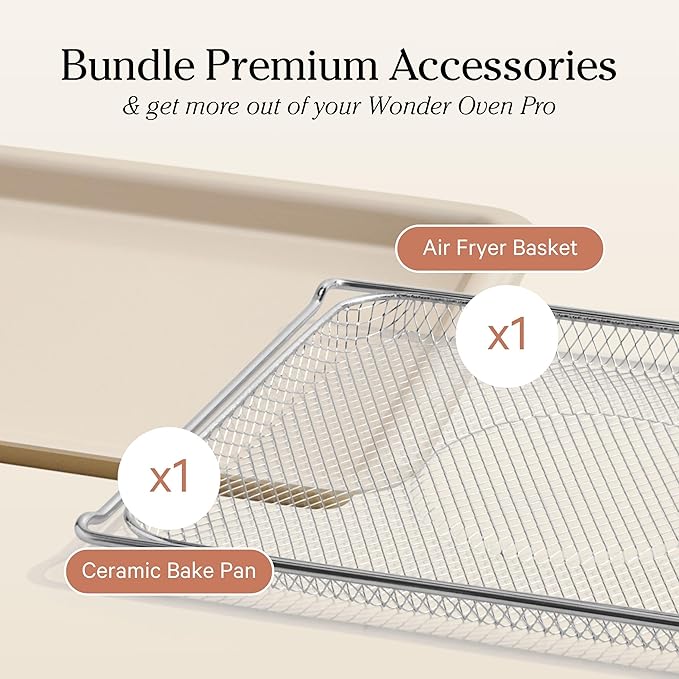 Our Place Wonder Oven Pro Essentials Kit with Large Aluminum Bake Pan and Steel Air Fryer Basket | Non-Toxic, Non-stick, Easy-to-Clean Baking & Frying Accessories, Oven-Safe up to 450°F | Cream