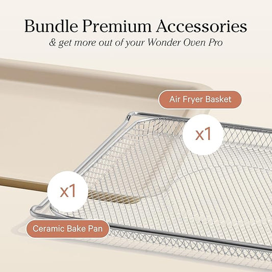 Our Place Wonder Oven Pro Essentials Kit with Large Aluminum Bake Pan and Steel Air Fryer Basket | Non-Toxic, Non-stick, Easy-to-Clean Baking & Frying Accessories, Oven-Safe up to 450°F | Cream