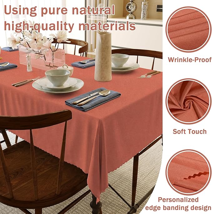 HX&OD Rectangular Tablecloth Cationic Fabric Waterproof Stain Resistant Wrinkle-Resistant for Home/Decoration/Party/Buffet/Wedding/Dining Room/Camping