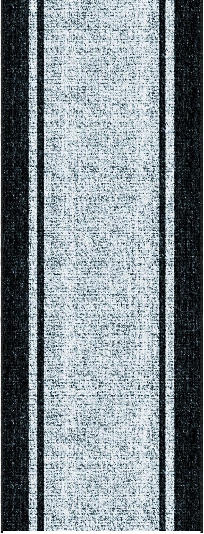 Ottomanson 3-Piece Kitchen Rug Set - Non Slip Runner & Washable Mat - 1'11" x 3' + 1'11" x 4' + 1'11"' x 5' - Durable, Stain Resistant for Entryway, Bedroom and Bathroom, Border Gray