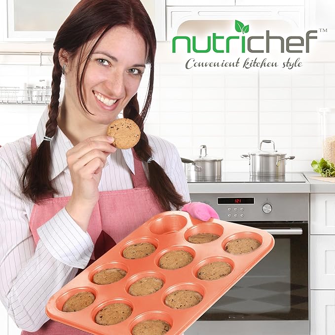NutriChef 10-Piece Oven Baking Pans Set - Deluxe Carbon Steel Bakeware Set with Non-stick Gray Coating Inside and Out, Dishwasher Safe & PFOA, PFOS, PTFE Free