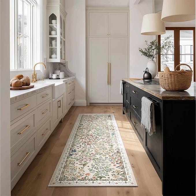 Washable Kitchen Rug Runners for Hallways: 2'x6' Bedroom Rug Non Slip Low-Pile Stain Resistant Indoor Floor Carpet Runner for Indoor Entryway Hallway Laundry Room Beside Farmhouse