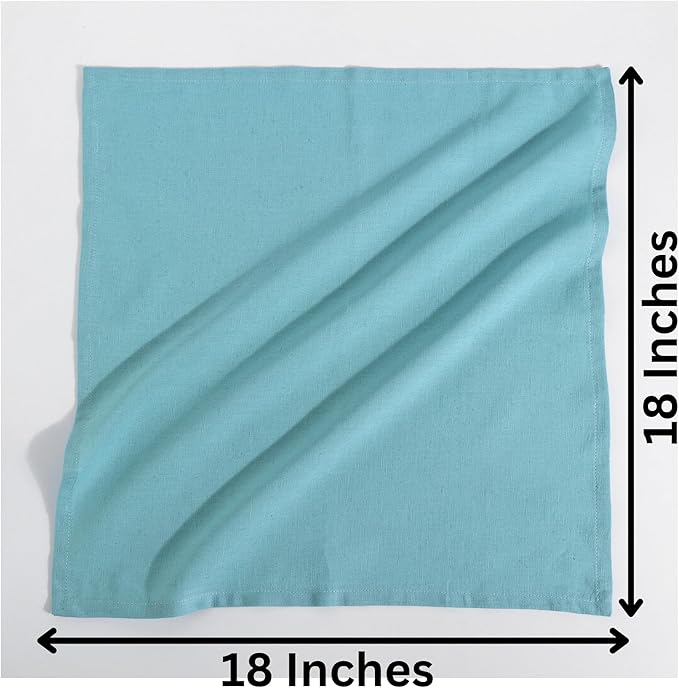 Fingercraft Cloth Napkins, Cotton Linen Blend Napkins Cloth Washable 12 Pack Premium Quality for Parties, Christmas, Thanksgiving, Weddings, Mitered Corner Dinner Napkin for Every Day Use Sky Blue