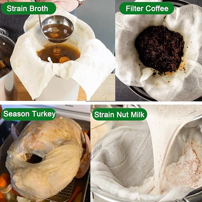 Fine Mesh Strainer with Sturdy Handle, 7.76 Inch Stainless Steel Strainers, Bonus 20x20 Inch Reusable Cotton Cheese Cloths with 4 Hemmed Edges, Sieve Sifter for Straining, Cooking, Baking
