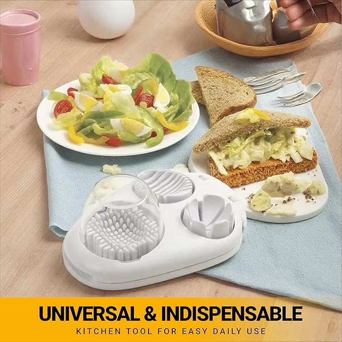 3 in 1 Egg Slicer for Hard Boiled Eggs – 3 Slice Modes Egg Cutter, Heavy Duty, Stainless Steel Dicer – Kitchen Chopper Tool for Strawberry, Mushroom, Grape, Cherry Tomato