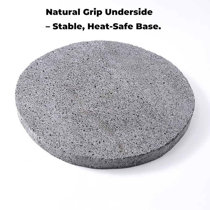 Volcanic Stone Comal - 12 in (30 cm) Round, 2.5 cm Thick | Comal de Piedra Volcánica para Tortillas | Stone Griddle for Gas Stove, Grill & Oven | Heat-Holding Plate for Asar Chiles & Carne