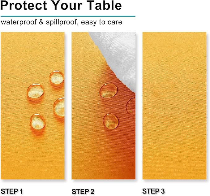 Hiasan Small Tablecloth for Square Tables - Waterproof and Spillproof Washable Fabric Table Cloth for Dining Room Spring Party (Orange Yellow, 40 x 40 Inch)