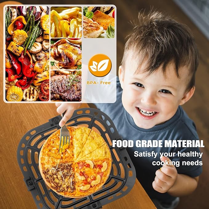 GXF Air Fryer Grill Pan for Instant Pot Vortex Plus 6 in 1 5.7QT 6 QT Gourmia GAF735 6 QT Air Fryer, Accessories Replacement Tray Rack Parts Grill Plate Crisper Plate, Dishwasher Safe