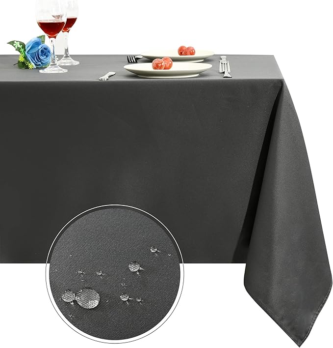 Obstal Rectangle Table Cloth, Oil-Proof Spill-Proof and Water Resistance Microfiber Tablecloth, Decorative Fabric Table Cover for Outdoor and Indoor Use (Grey, 60 x 102 Inch)