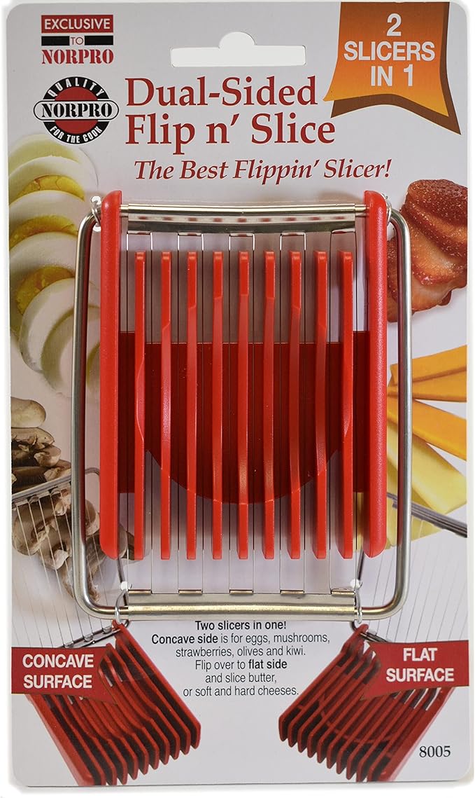 Norpro Dual Sided Flip N'Slice Slicer, Red, 4.25" x 3.25" x .88"