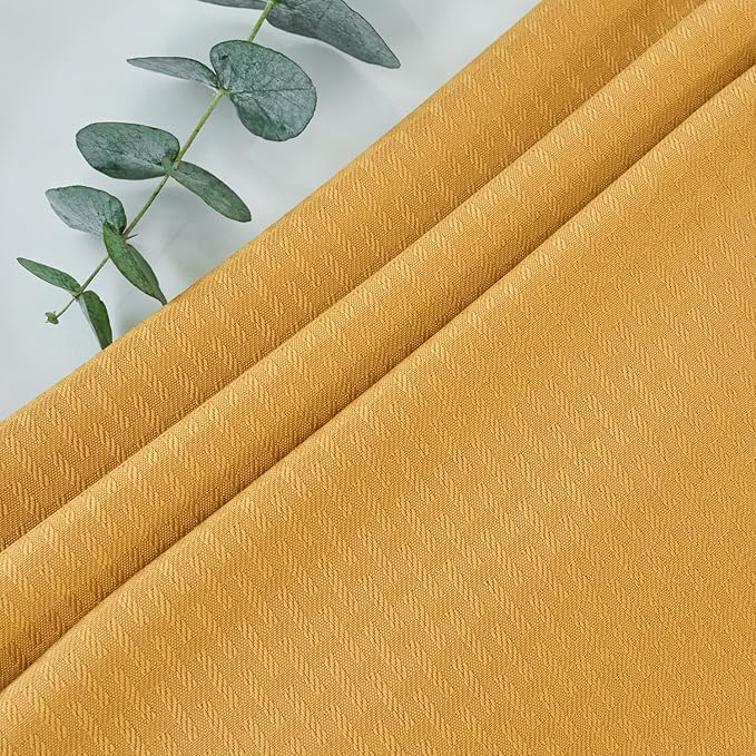 maxmill Tablecloth Weaved Texture Stain Resistant Waterproof, Wrinkle Resistant Washable Table Cloth, Fabric Table Cover for Dining Room, Indoor Outdoor Use, Rectangle 70 x 120 Inch, Ochre Yellow