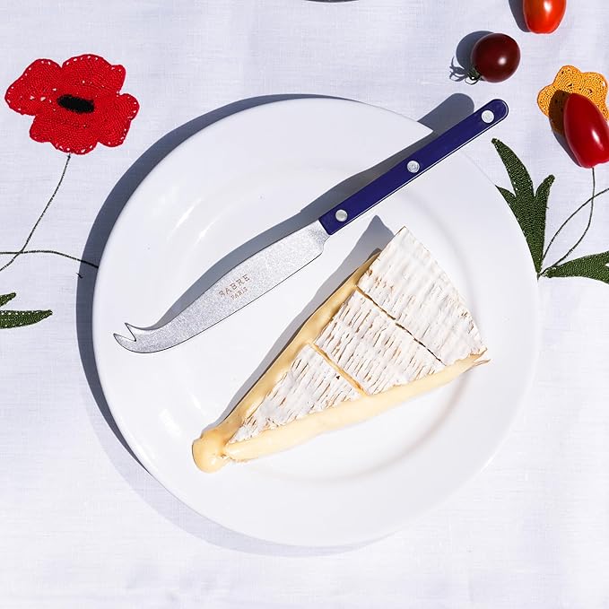 SABRE PARIS - Cheese Knife 9.4 inches - Bistrot Vintage Collection - All Cheeses - Stainless Steel & Nylon - Dishwasher Safe - Navy Blue - Mat Finish
