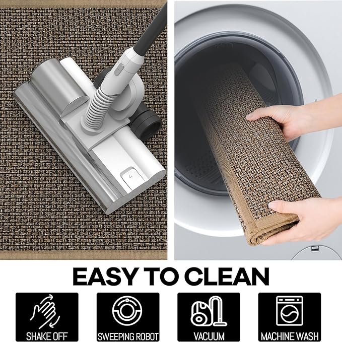 Kitchen Rug, Rubber Non Slip Kitchen Rugs Washable, Absorbent Runner Mat for Floor, Machine Washable Standing Mats for in Front of Sink, Door, Laundry, Entryway, Hallway (Brown, 71" × 17.3")
