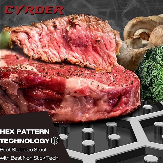 Cyrder Hybrid 13.5Inch Stainless Steel Pan, PFOA Free Non-Stick Wok, Dishwasher Oven Safe, Stay Cool Handle Skillet, Works with Induction Cooktop/Ceramic/Gas/Electric Stove