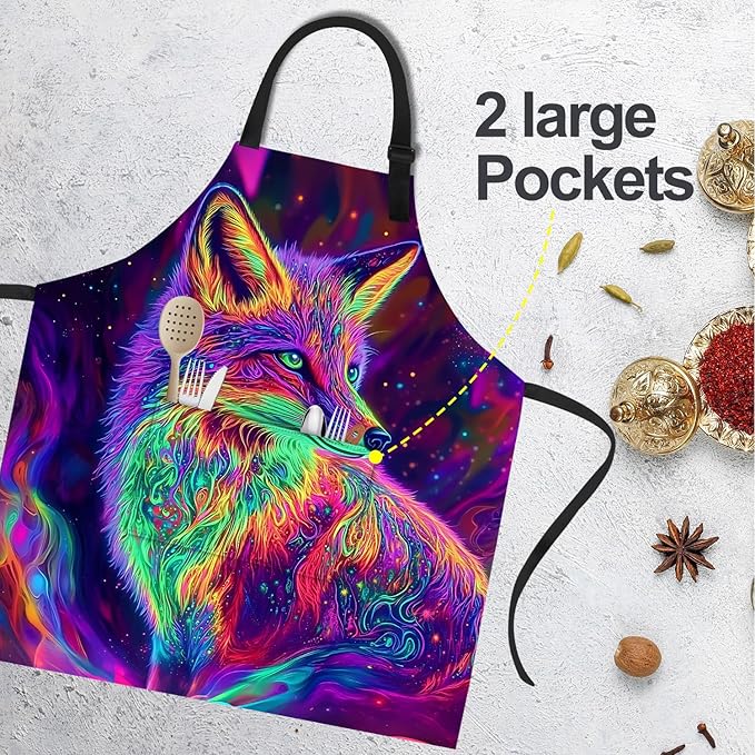 Funny Cat Apron with 2 Pockets Waterproof for Men Women Kitchen Garden Decor