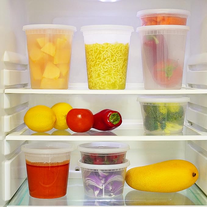 TashiBox 24 Sets 32 oz Plastic Deli Containers with Lids - Clear Airtight Food Storage & Meal Prep Containers, BPA Free, Stackable, Leakproof, Microwave & Freezer Safe