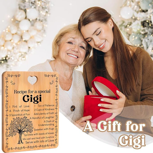Gigi Gifts - "Recipe for a Special Gigi" Gigi Gifts for Grandma Cutting Board Set, Bamboo-Made Engraved Utensil Set Gifts for Gigi Cutting Board, Best Gigi Ever Gifts.