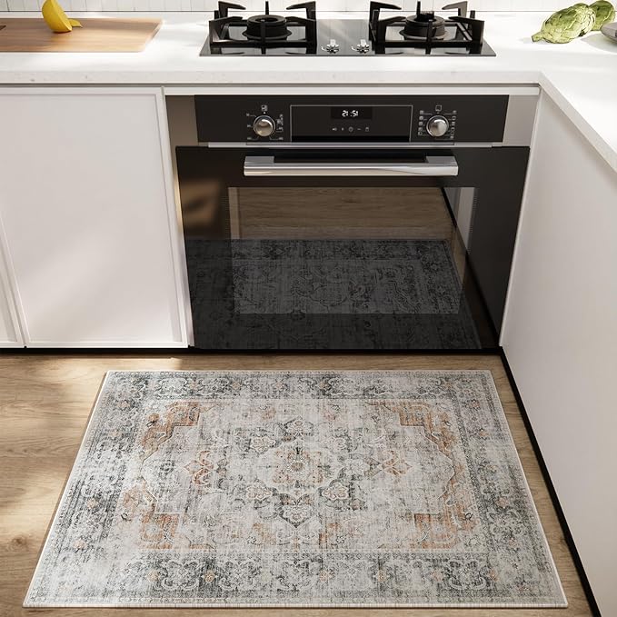 Washable Entryway Small Area Rugs: 2'x3' Boho Rug Non Slip Door Mat Indoor Entrance Stain Resistance Low Pile Throw Rugs for Inside Front Door Floor Bedroom Bedside Kitchen Nursery Dorm Home Entry