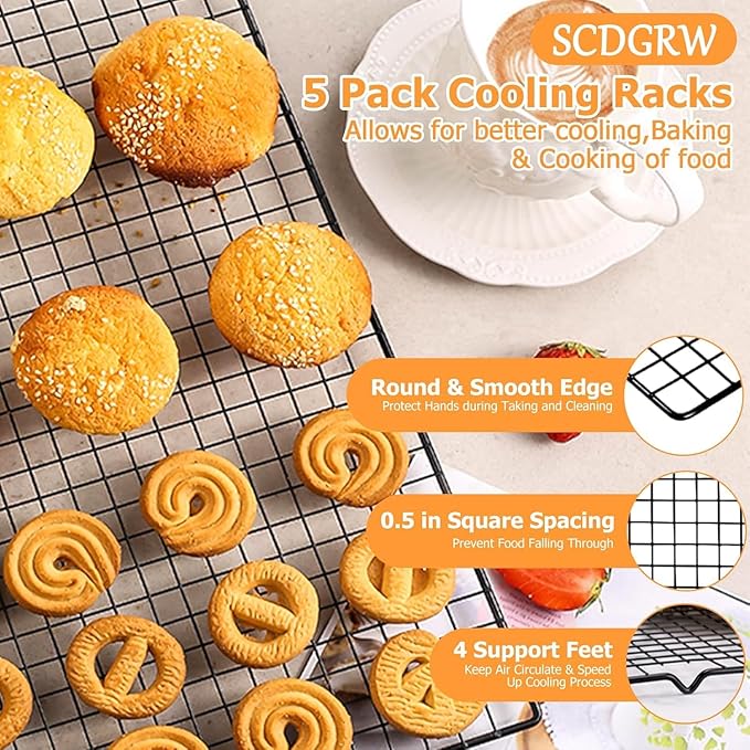 Cooling Rack Set of 1, 10" x 16" No Warp Heavy Duty Stainless Steel Baking Rack - Fits Half Sheet Pan, Oven Safe 575°F,for Baking, Roasting & Dehydrating, Dishwasher Safe