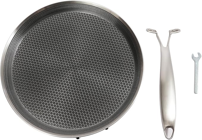 Stainless Steel Crepe Pan 11-inch, Honeycomb Nonstick Pancake Pan with Extended Handle, Multi-Layer Fast Heating Cooking Pan for Gas/Induction Stoves