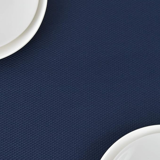 maxmill 2 Pack 60 x 84 Inch Navy Blue Textured Rectangle Tablecloth Water Resistant Wrinkle Free Spillproof, Soft Jacquard Table Cloth for Banquet Parties Holiday Dinner, for Indoor and Outdoor Use
