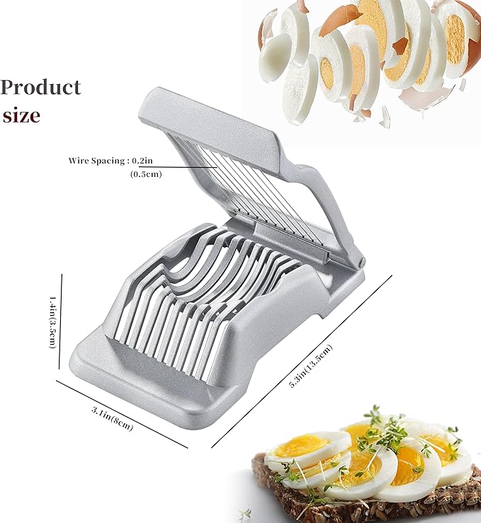 Egg Slicer for Hard Boiled Eggs, LCCOWOT Heavy Duty Strawberry Slicer Cutter, Stainless Steel Wire Cup Slicer with Aluminium Body, Perfect for Eggs, Fruit, Spam, Mushroom and More
