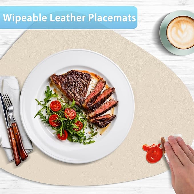 Placemats Set of 12 - Washable Faux Leather Heat Resistant Table Mats, Wipeable Placemats for Kitchen Dining Indoor Outdoor & Fall Thanksgiving Decor