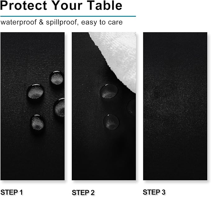 Hiasan 2 Pieces Black Tablecloth Square - Waterproof and Wrinklr Resistant Washable Polyester Fabric Table Cloth for Dining Room and Outdoor Use, 70 x 70 Inch